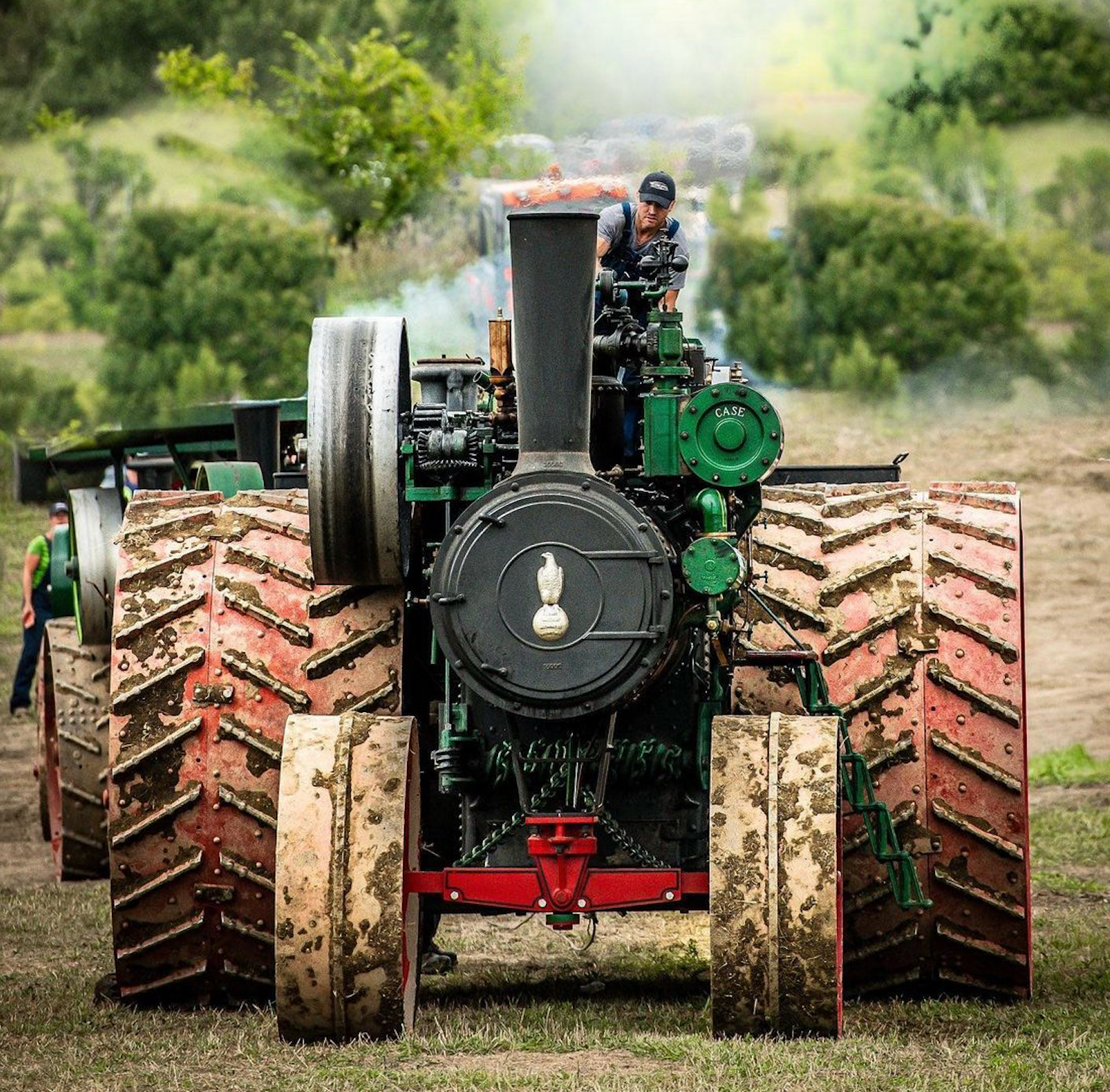 Kory Anderson with the 150 HP Case steam engine